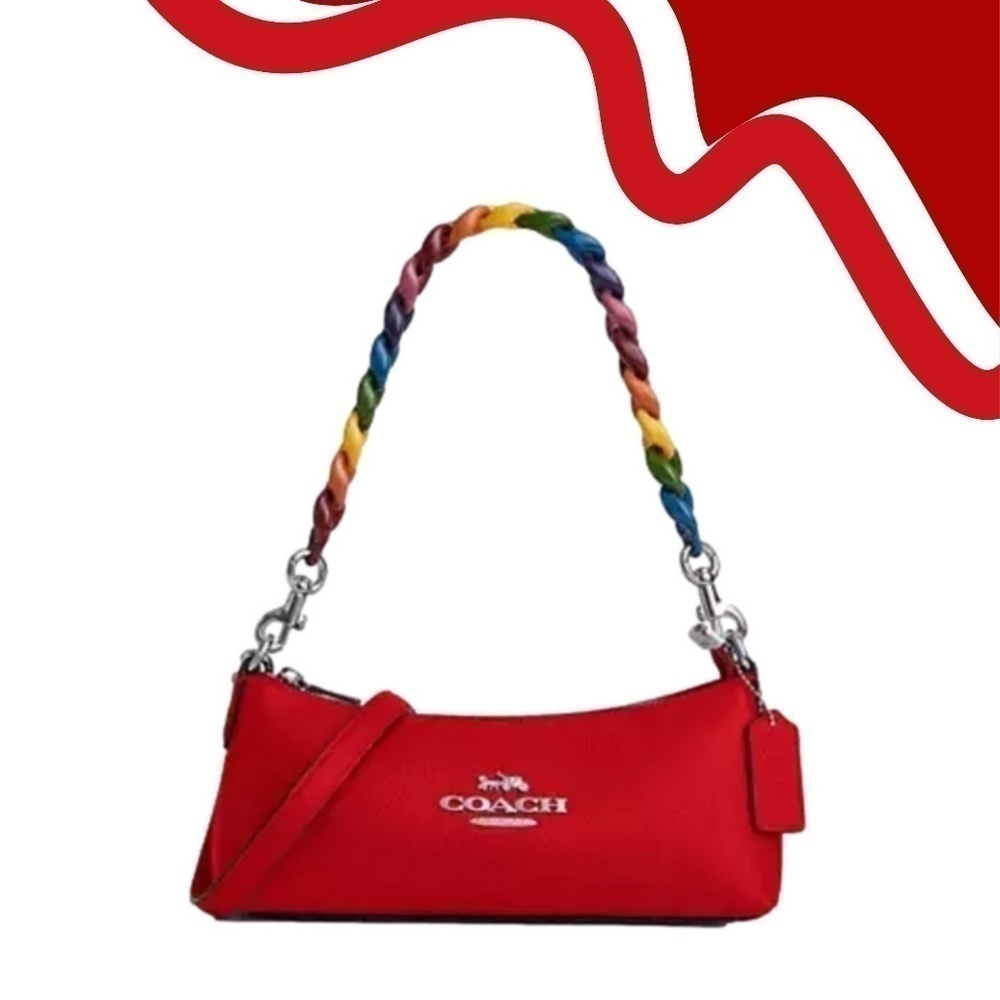 Coach Charlotte Crossbody Red, Multi Color Strap NWT